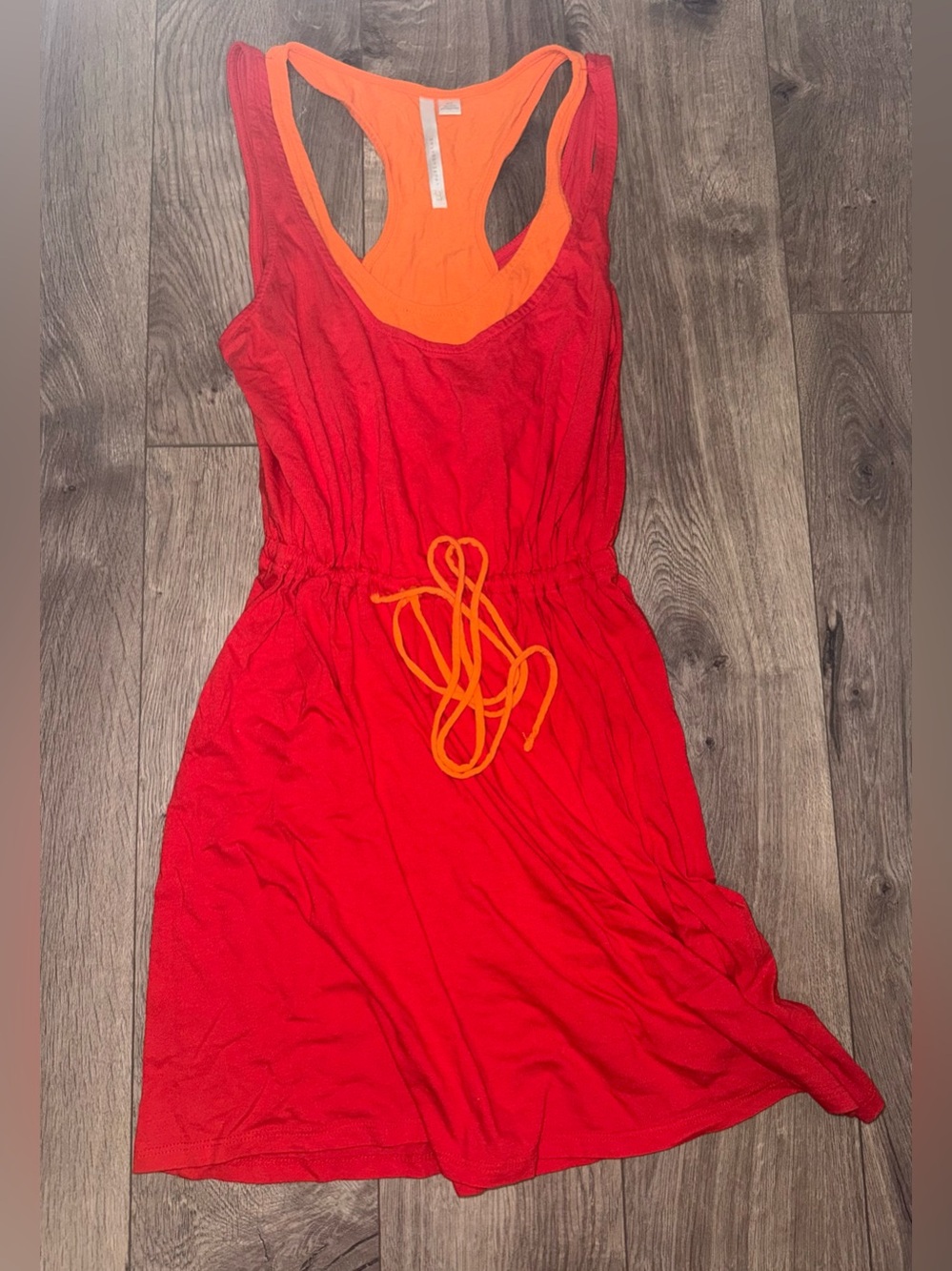 LC Lauren Conrad Red Sleeveless Tank Dress with Orange Trim